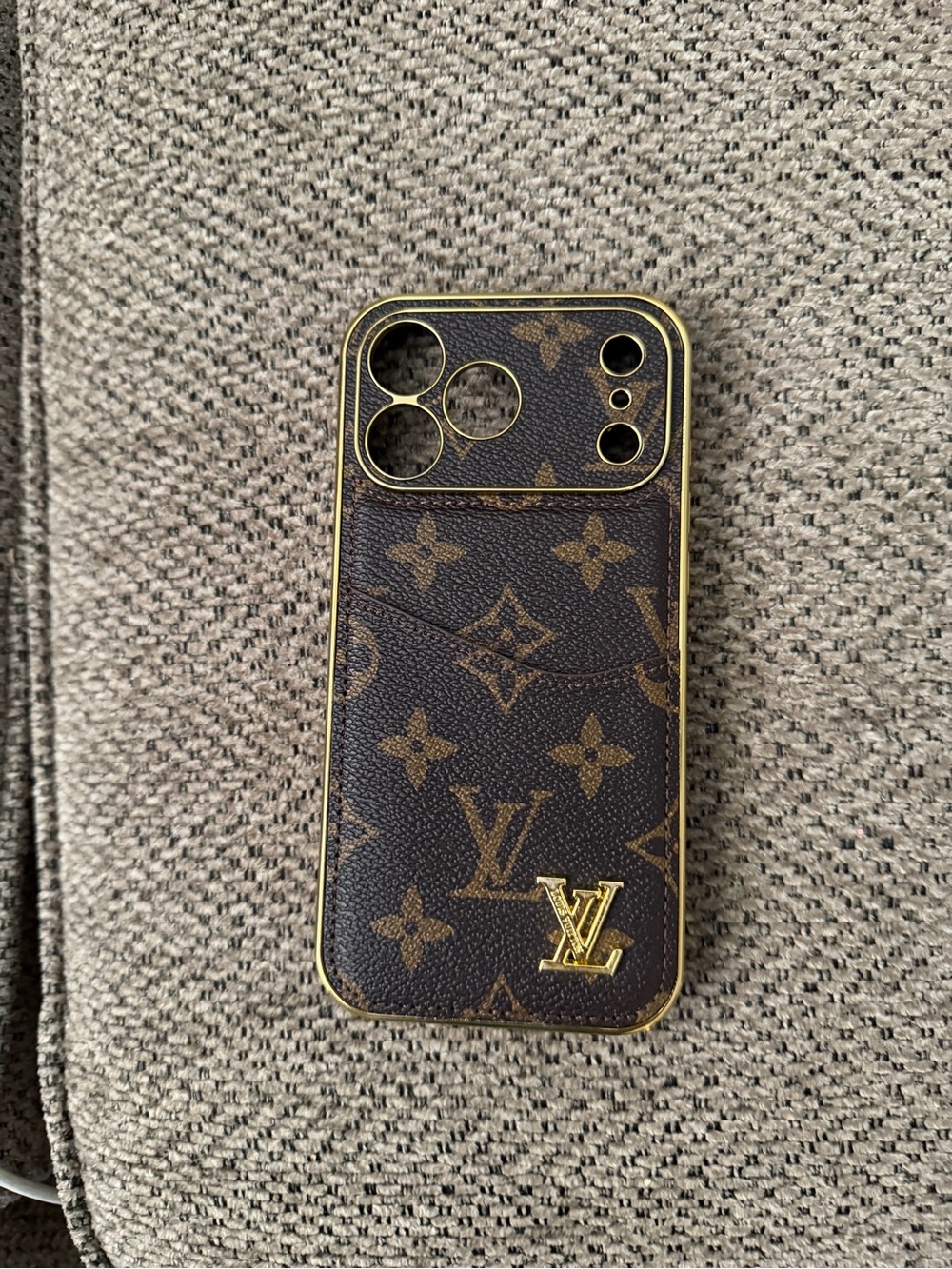 Louis Vuitton Brown Monogram iPhone Case with Gold Accents